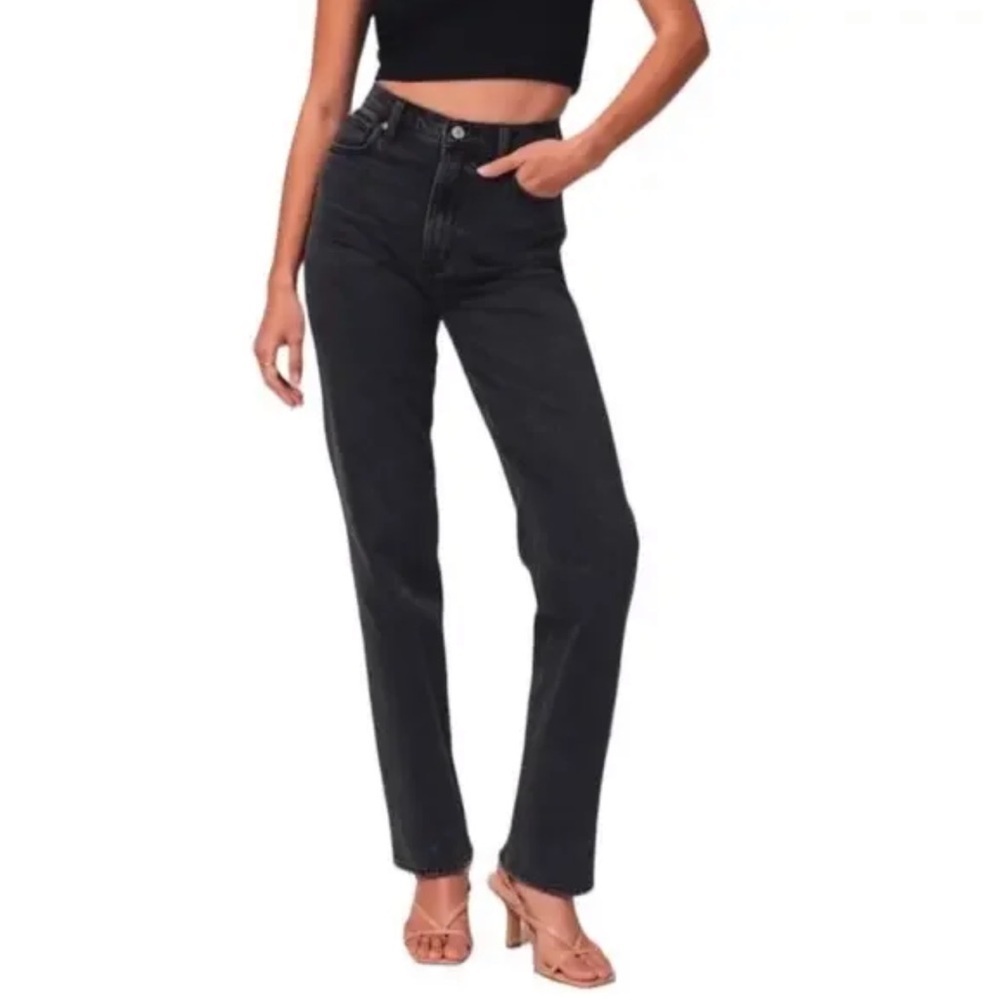 *ABERCROMBIE & FITCH* Black The 90’s Slim Straight Ultra High Rise Jeans Sz 0